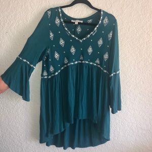 Torrid babydoll size 0 EUC teal & ivory